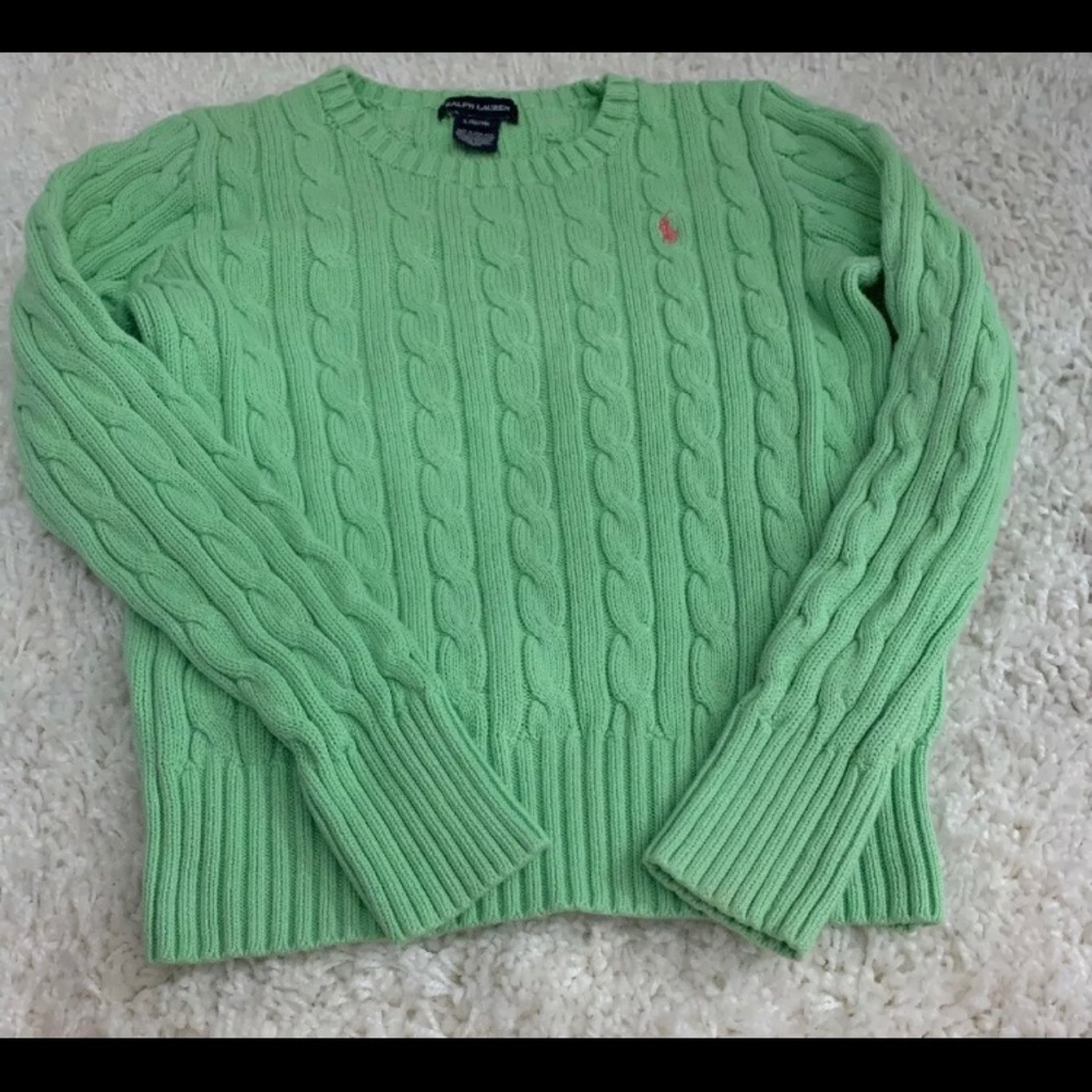 Ralph Lauren Green knit girls sweater.